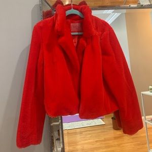 BlankNYC Red Faux Fur Jacket